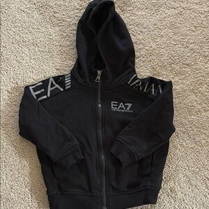 Emporio Armani Kids Black Zip-Up Hoodie